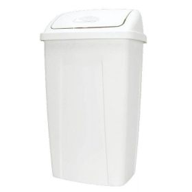 13 Gallon Trash Can, Plastic Swing Top Kitchen Trash Can (Color: White) 13 Gallon Trash Can, Plastic Swing Top Kitchen Trash Can (Color: White)